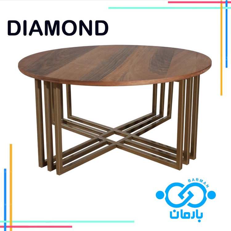 میز جلو مبلی و عسلی دیاموندDIAMOND چوب و فلز 43cm*90cm