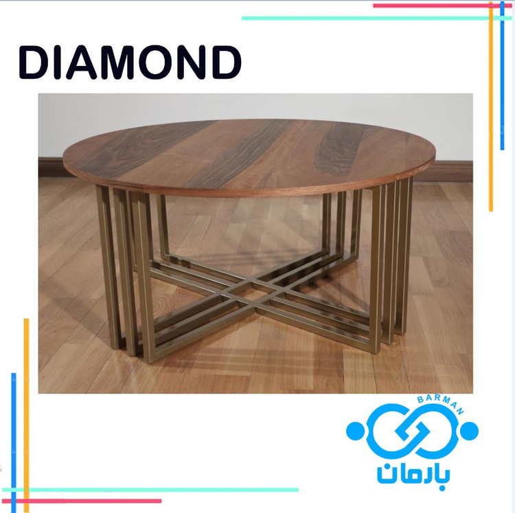 میز جلو مبلی و عسلی دیاموندDIAMOND چوب و فلز 43cm*90cm