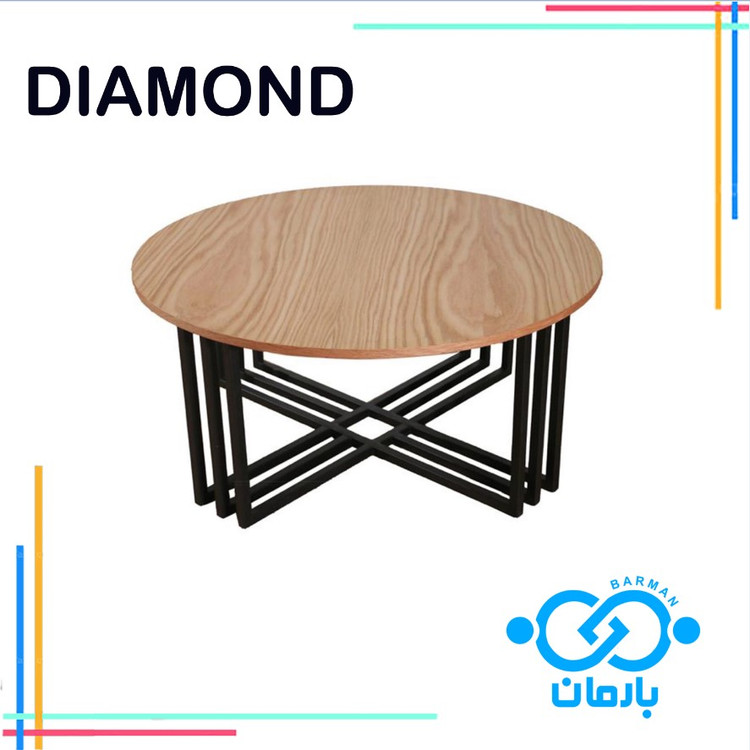 میز جلو مبلی و عسلی دیاموندDIAMOND چوب و فلز 43cm*90cm