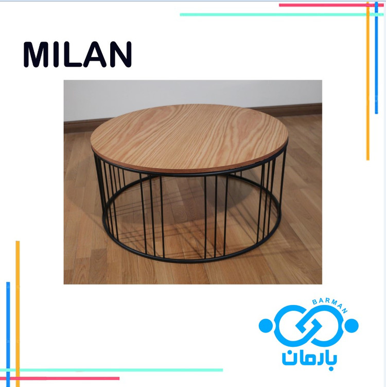 میز جلو مبلی و عسلی میلان MILAN چوب و فلز 42cm*90cm