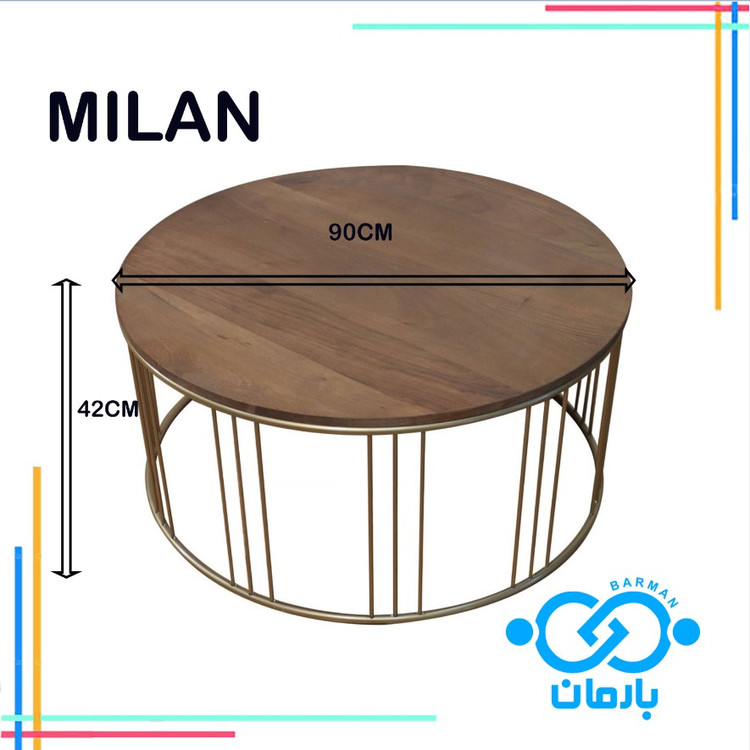 میز جلو مبلی و عسلی میلان MILAN چوب و فلز 42cm*90cm