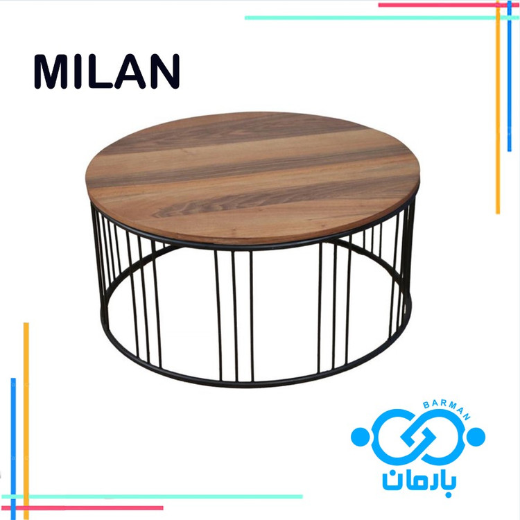 میز جلو مبلی و عسلی میلان MILAN چوب و فلز 42cm*90cm