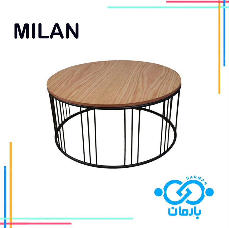 میز جلو مبلی و عسلی میلان MILAN چوب و فلز 42cm*90cm