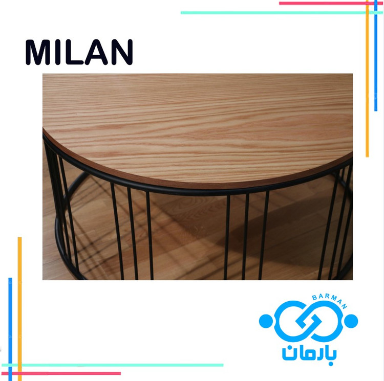 میز جلو مبلی و عسلی میلان MILAN چوب و فلز 42cm*90cm