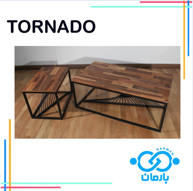 میز جلو مبلی و عسلی تورنادو TORNADOچوب و فلز 60cm*110cm*42cmو42cm*60cm*40cm