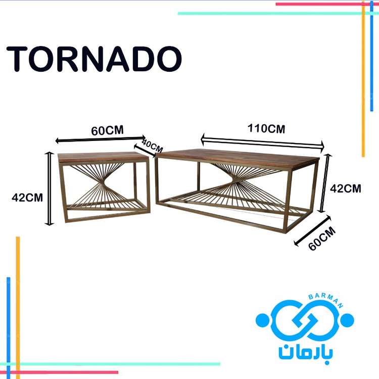 میز جلو مبلی و عسلی تورنادو TORNADOچوب و فلز 60cm*110cm*42cmو42cm*60cm*40cm