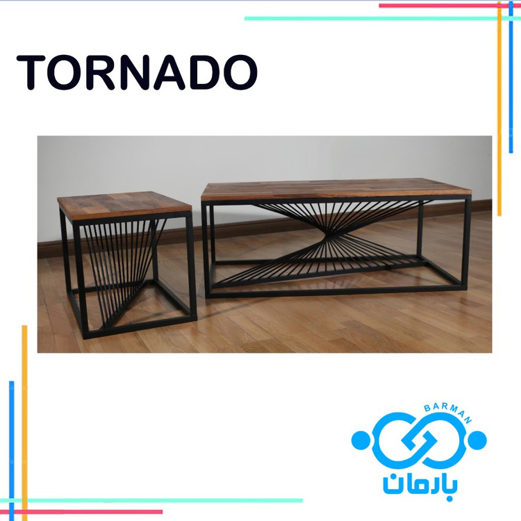 میز جلو مبلی و عسلی تورنادو TORNADOچوب و فلز 60cm*110cm*42cmو42cm*60cm*40cm