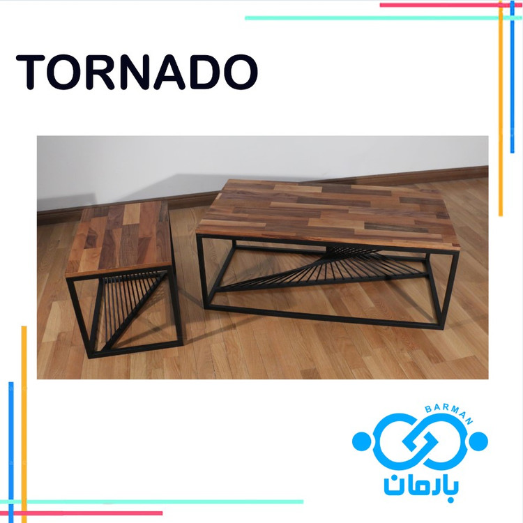 میز جلو مبلی و عسلی تورنادو TORNADOچوب و فلز 60cm*110cm*42cmو42cm*60cm*40cm