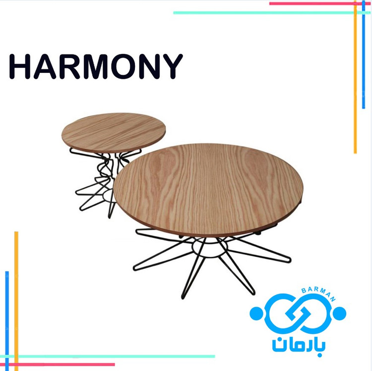 میز جلو مبلی و عسلی هارمونی HARMONYچوب و فلز 90cm*90cm*44cmو50cm*50cm*45cm
