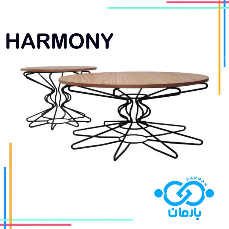 میز جلو مبلی و عسلی هارمونی HARMONYچوب و فلز 90cm*90cm*44cmو50cm*50cm*45cm