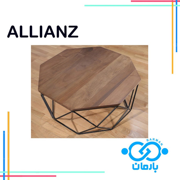 میز جلو مبلی و عسلی آلیانزALLIANZچوب و فلز 39cm*86cm