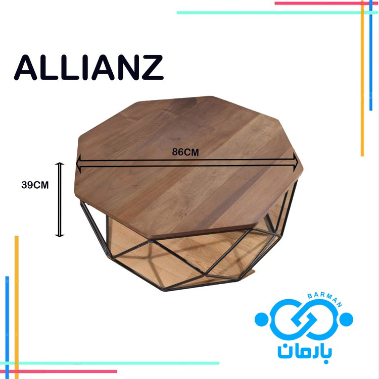 میز جلو مبلی و عسلی آلیانزALLIANZچوب و فلز 39cm*86cm